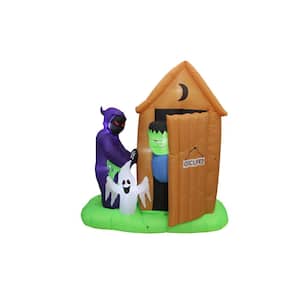 76.77 in. H x 41.34 in. W x 72.44 in. L  Halloween Animated Monster Outhouse Scene