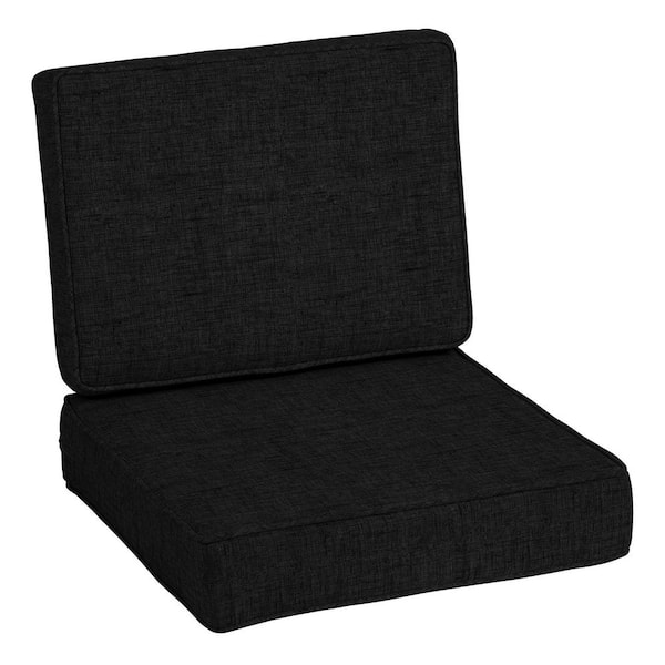 ARDEN ProFoam 24 in. x 24 in. 2-Piece Deep Seating Outdoor Lounge Chair Cushion in Black Leala