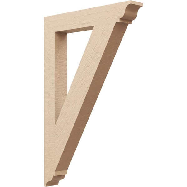 Ekena Millwork 3.5 in. x 36 in. x 24 in. Traditional Traditional Rough Cedar Woodgrain Timberthane Polyurethane Bracket, Primed Tan