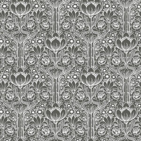 Brewster Black Garden Damask Paper Strippable Roll Wallpaper (Covers 57.5 sq. ft.)