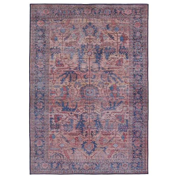 Jaipur Living Ainsworth Blue/Pink 5 ft. 3 in. x 8 ft. Medallion Indoor Area Rug