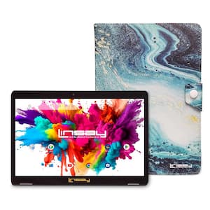 10.1 in. High End Octa Core Tablet 128GB Android 13 with Ocean Marble Protective Case