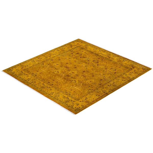 Overdyed Yellow 6 ft. 2 in. x 6 ft. 5 in. Wool Indoor Area Rug