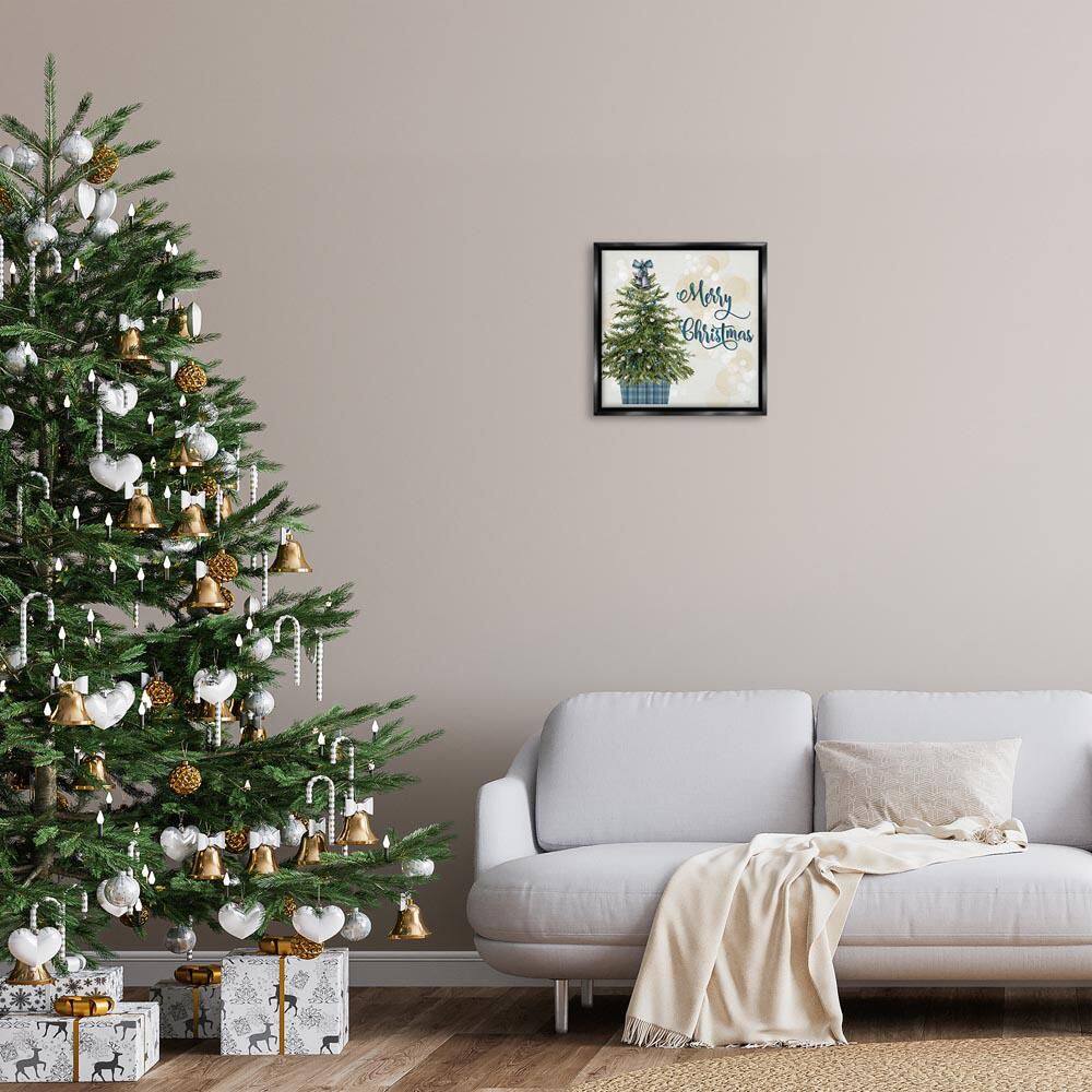 Christmas Tree in Plaid Stand by Mollie B. Black Floater Frame Abstract Graphic Art Print 18 in. x 18 in. price history on PriceWatchPro