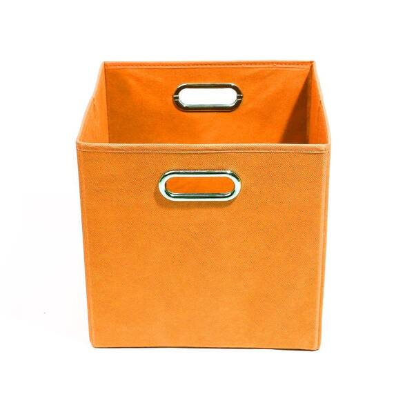 Modern Littles Bold 10.5 in. x 10.5 in. x 10.5 in. Folding Solid Orange Fabric Storage Bin