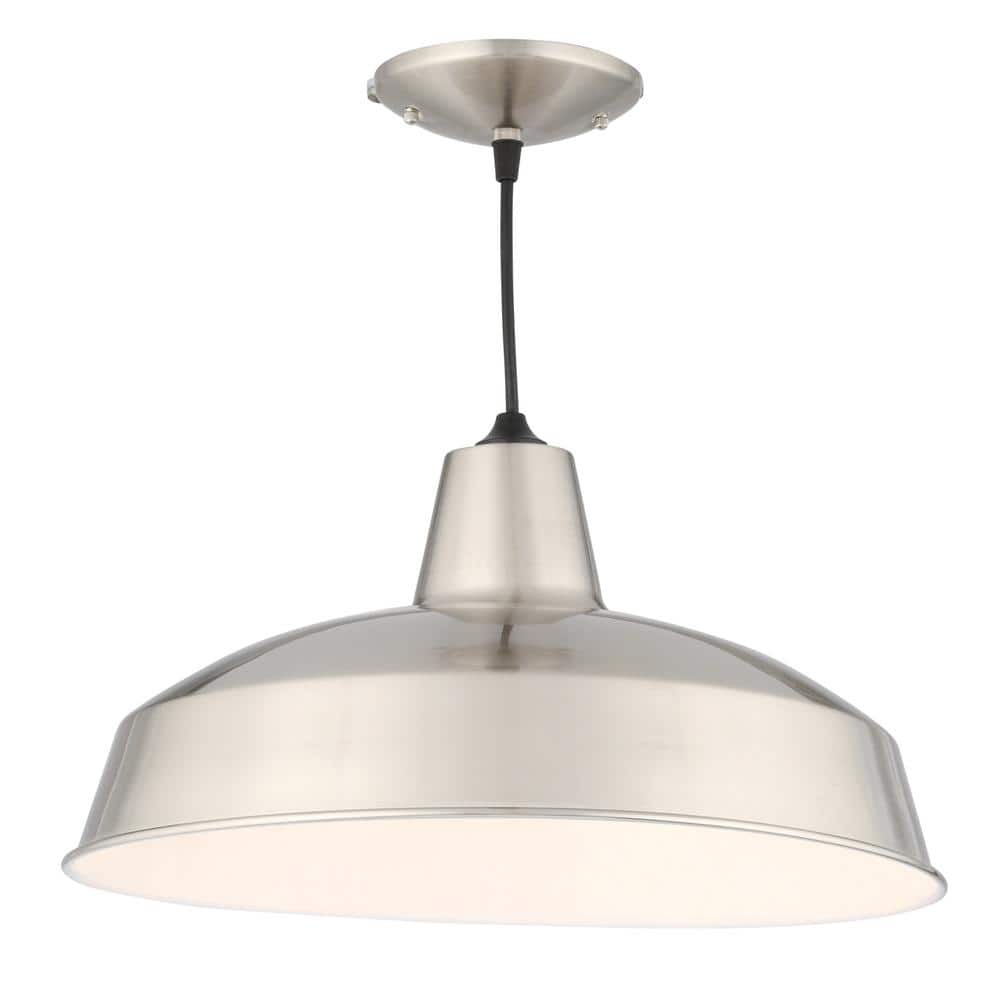 Brushed Nickel Industrial Warehouse Pendant Light
