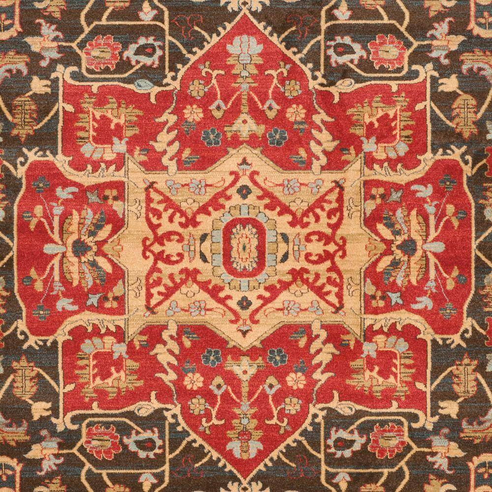 Elegant Red Synthetic 9' x 12' Hand-Knotted Reversible Area Rug