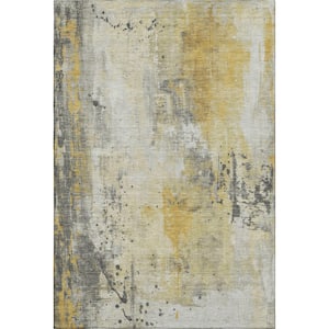 Mayfield Premium Machine Washable Abstract AMF1840 Gold 5 ft. x 7 ft. 6 in. Area Rug