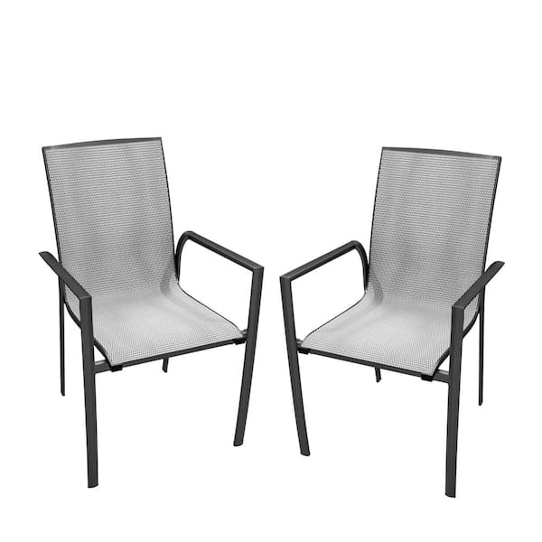 Boyel Living Aluminum Folding Outdoor Dining Chair in Gray (Set of 2)