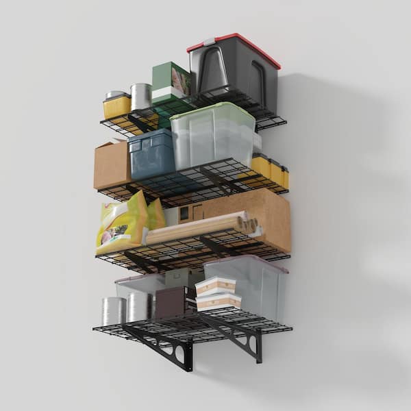 FLEXIMOUNTS 36 W x 24 D Steel Garage Wall Shelf in Black