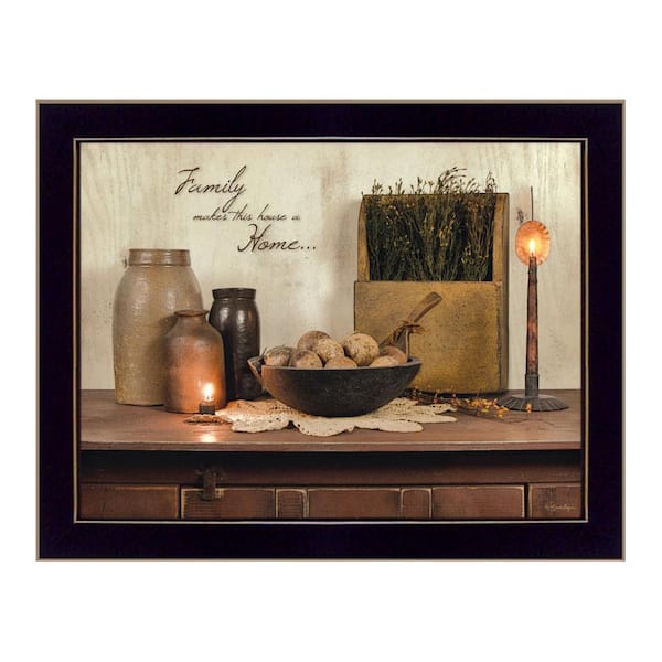HomeRoots Charlie Family Makes a House Home 1-Piece Framed Wall Art 14 in. x 18 in.