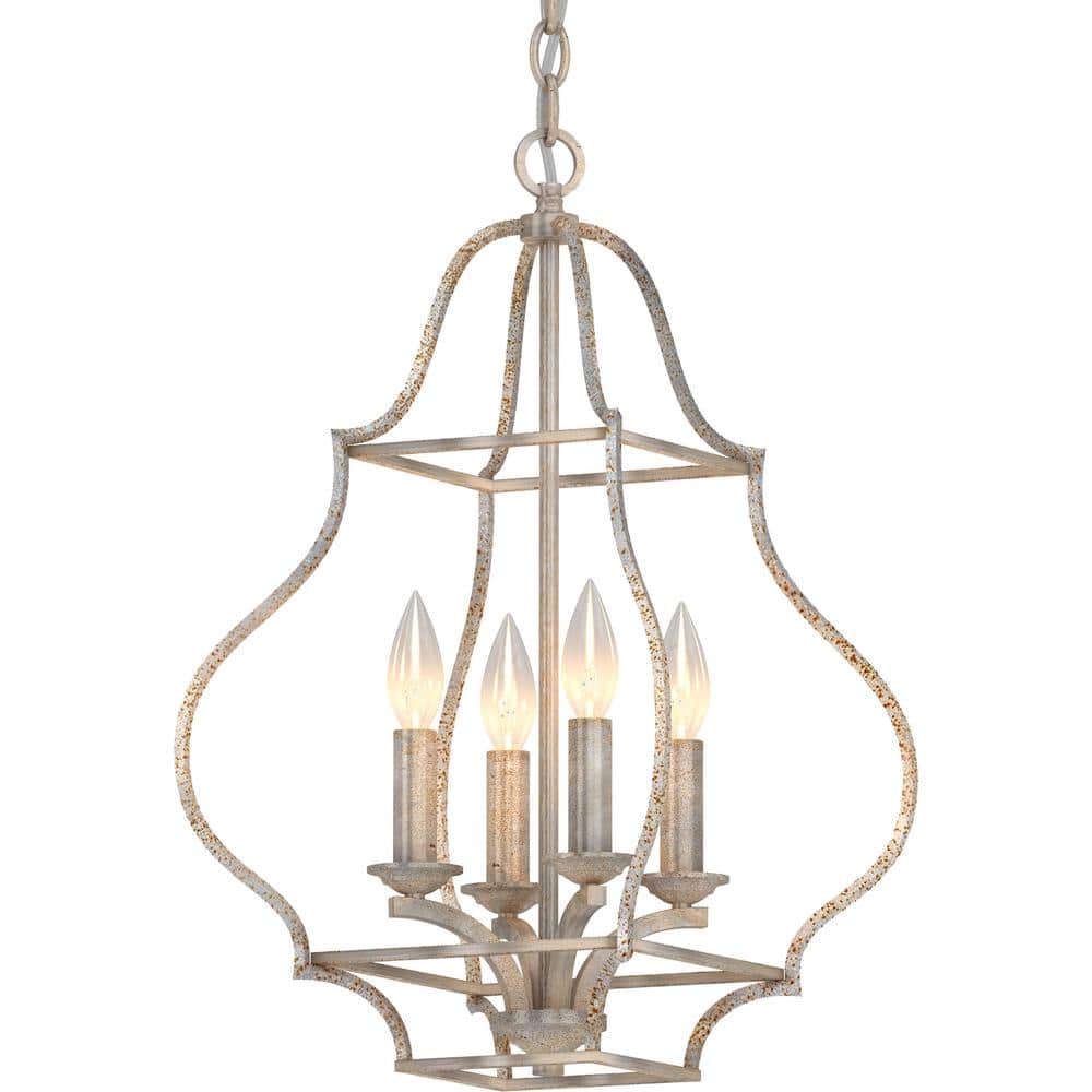 4-Light Antique Matte Silver with Rusted Speckles Candelabra Cage Chandelier price history on PriceWatchPro