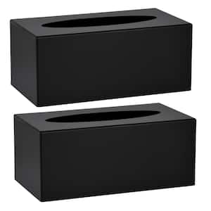 4 in. Acrylic Rectangular Tissue Box Container in Black (2-Pack)