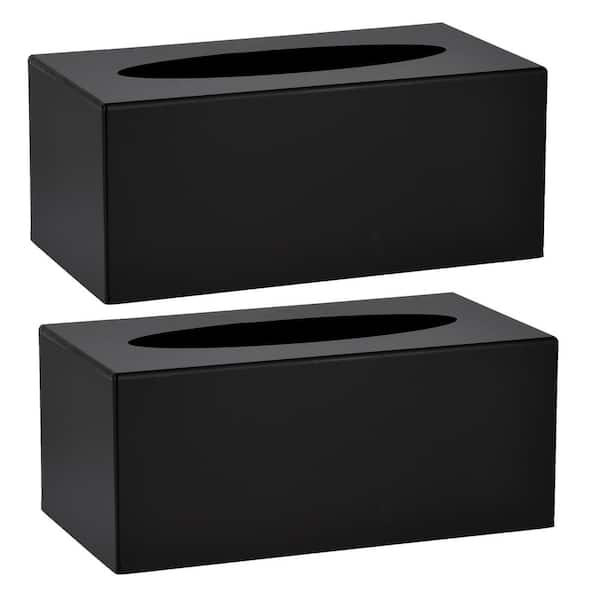Alpine Industries 4 in. Acrylic Rectangular Tissue Box Container in Black (2-Pack)