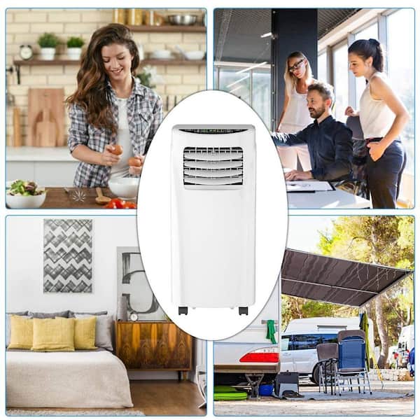 8,000 BTU Portable Air Conditioner Cools 200 Sq. Ft. with Dehumidifier and Remote Control in White