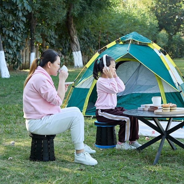 VECELO Telescoping Folding Stool, Camping Round Chair with