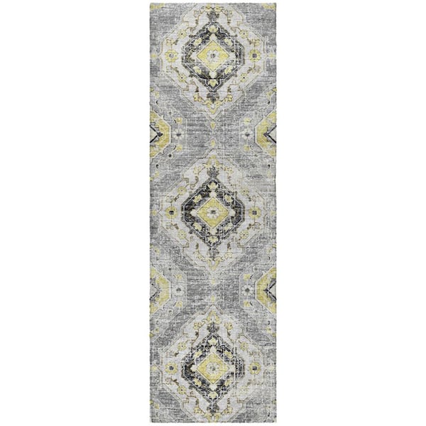 Dream Shag Premium Machine Washable Abstract ADS91 Silver 2 ft. x 7 ft. Runner Rug
