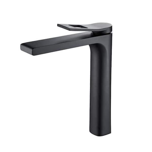 FURUISI Single Handle Single Hole Bathroom Faucet with Supply Lines and Spot Resistant in Matte Black