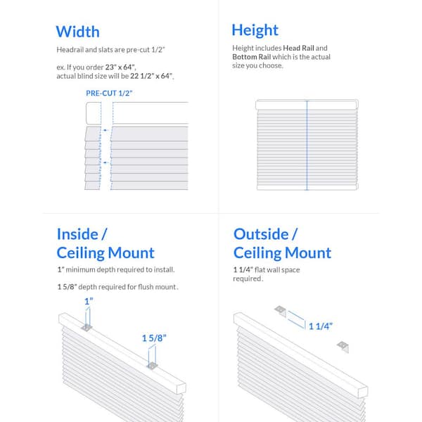 Chicology Cordless 1-Inch Vinyl Mini Blinds Size 58 inch x 60 inch