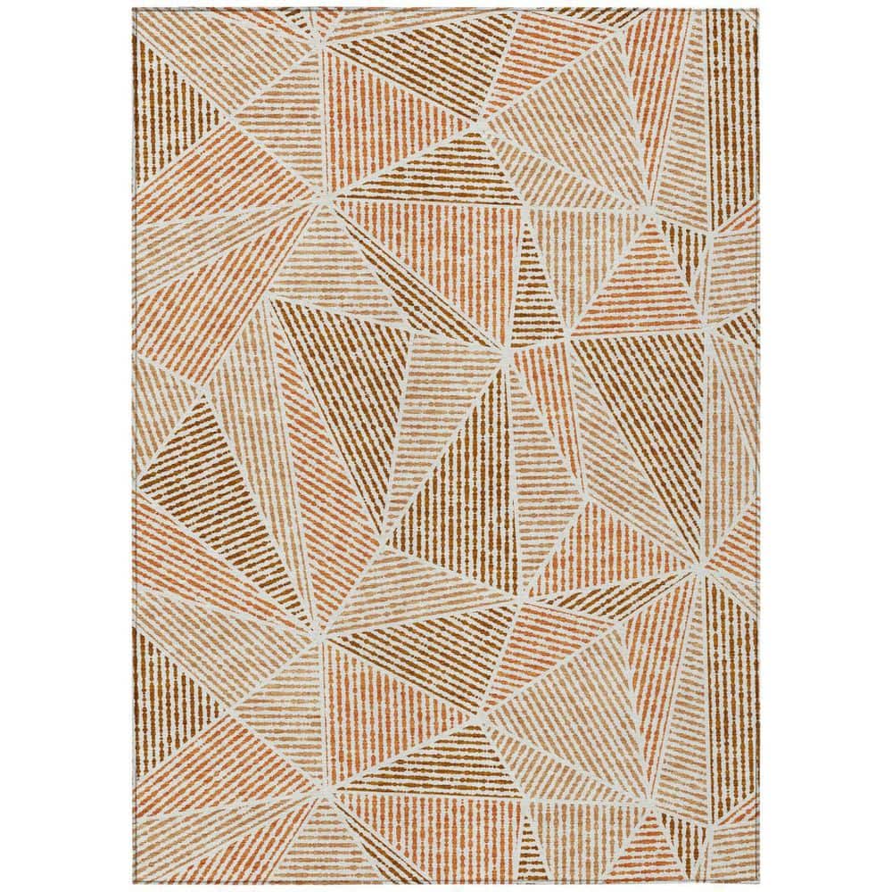 HomeRoots Terra Cotta, Beige, Salmon 3 ft. x 5 ft. Woven Geometric ...