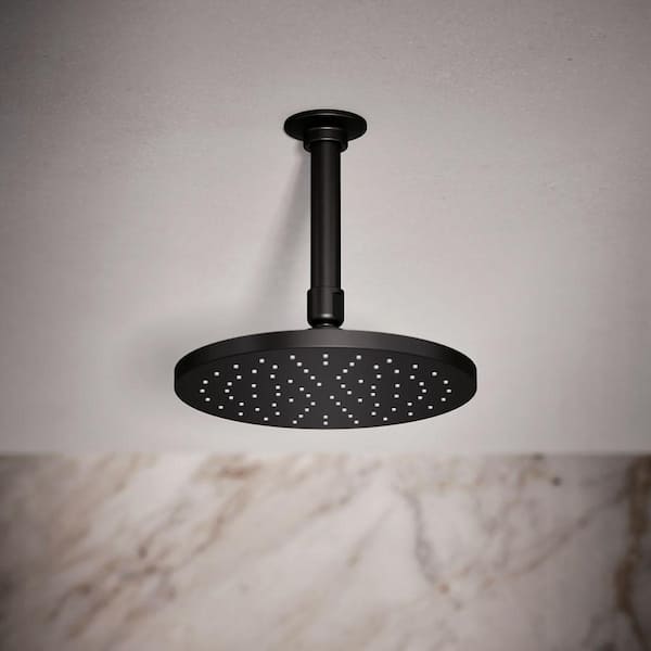 Contemporary 1-Spray Patterns 8 in. Single Ceiling Mount Rain Fixed Shower Head in Matte Black