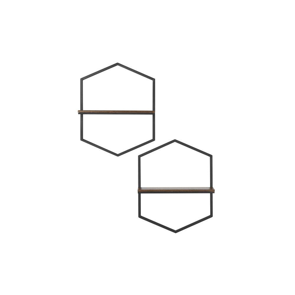 StyleWell 15 in. H x 12 in. W x 4 in. D Wood and Black Metal WallMount