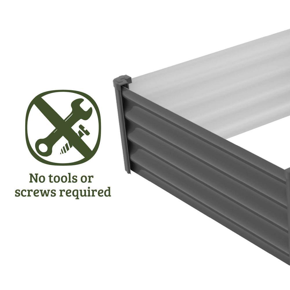 48" Gray Galvanized Steel Raised Garden Bed
