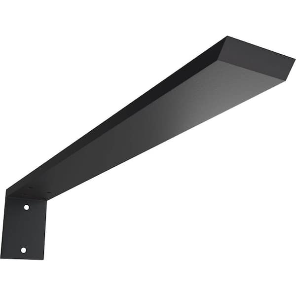 Ekena Millwork 2-1/2 in. x 20 in. x 4 in. Hidden Support Steel Powder Coated Black Heavy-Duty Bracket with Back Plate