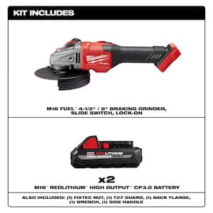 M18 FUEL 18V Lithium-Ion Brushless Cordless 4-1/2 in./6 in. Grinder with HIGH OUTPUT CP 3.0Ah Battery Pack (2-Pack)