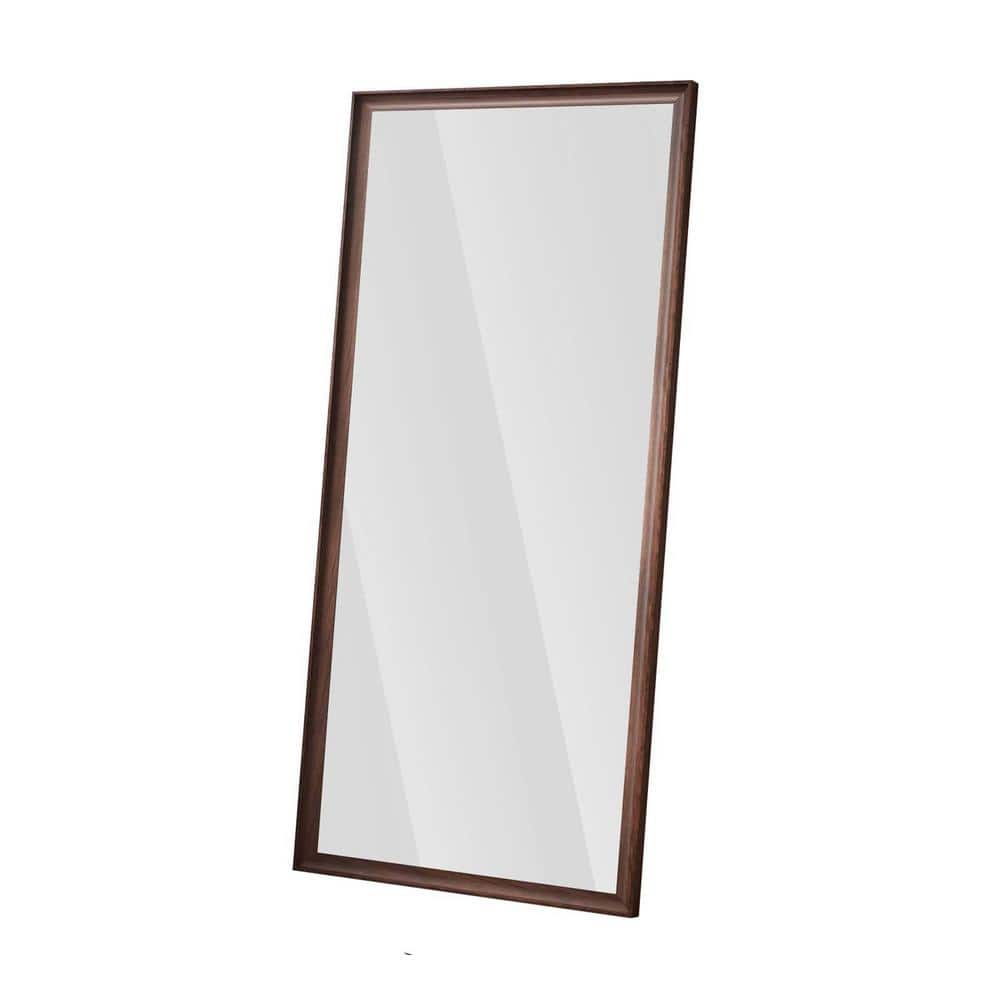 Brown 31 in. W x 70 in. H Wooden Framed Full Length Mirror Vintage Oversize