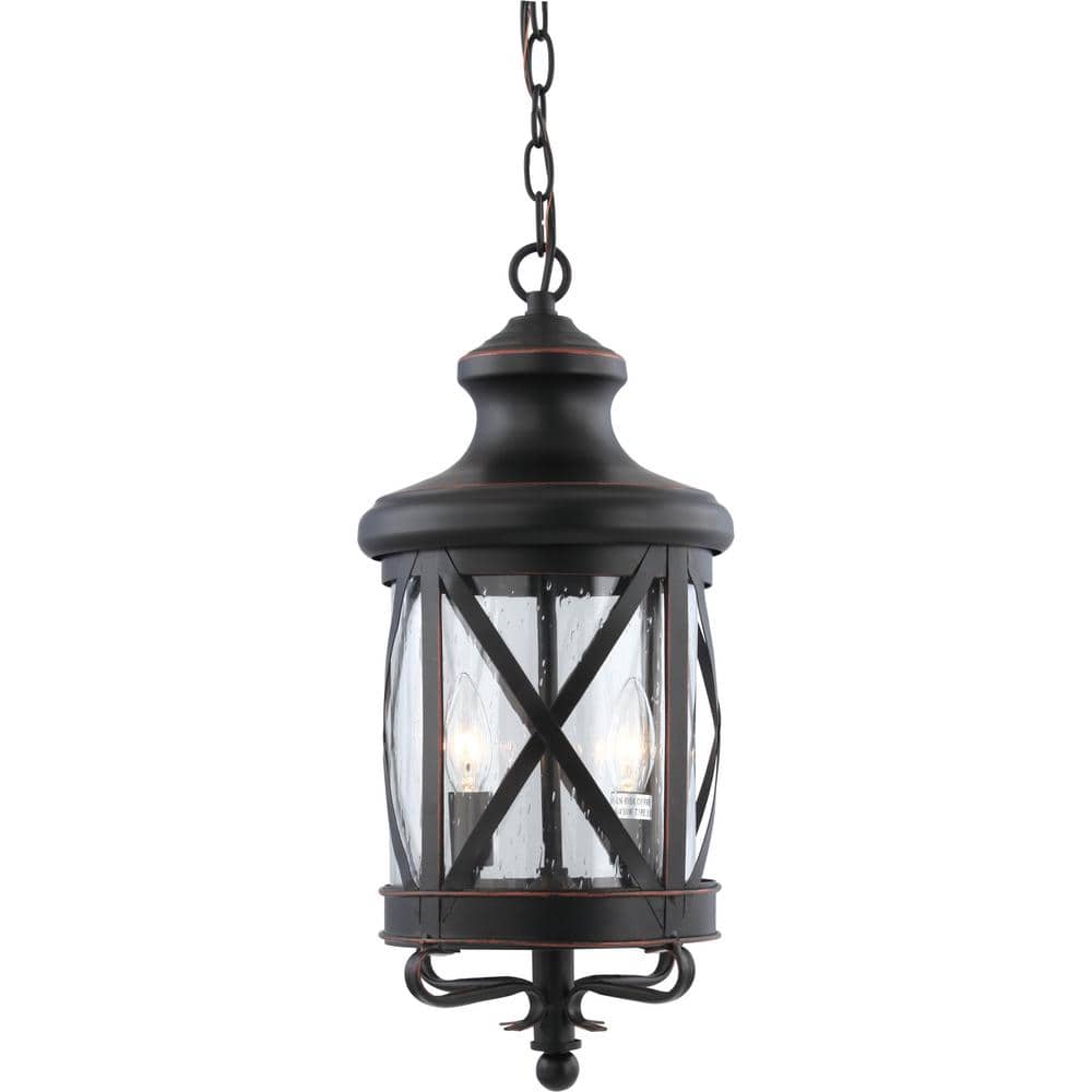 Large 3-Light Black Copper Aluminum Outdoor Lamp/Lantern/Cottage Candle-Style Hanging Pendant with Clear Seedy Glass price history on PriceWatchPro