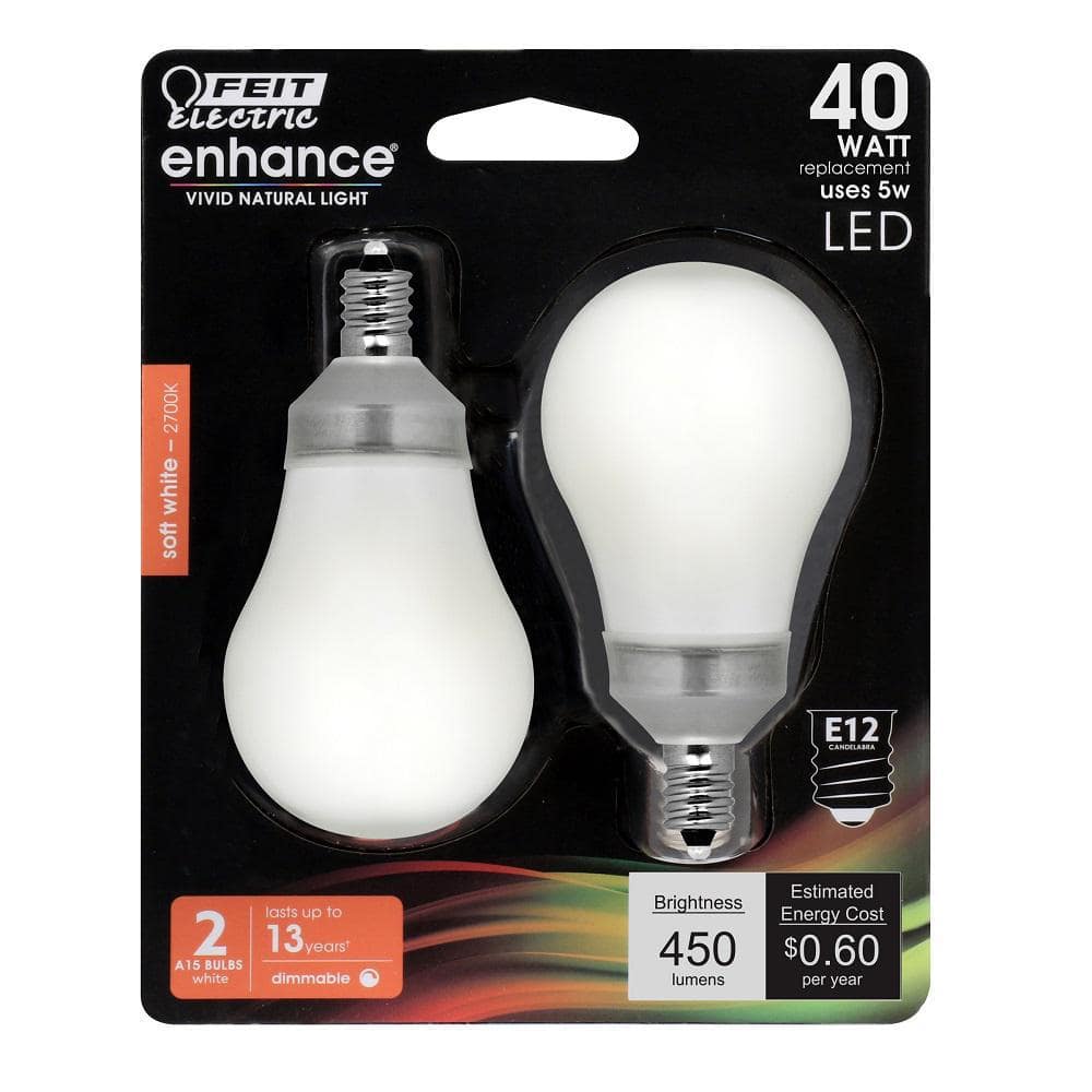 Feit Electric Soft White Frosted LED Bulbs, 40W Equivalent, 2-Pack
