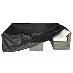 126.1 in. L x 63.1 in. W x 28.1 in. H Black Large Waterproof Patio Table and Chair Set Cover