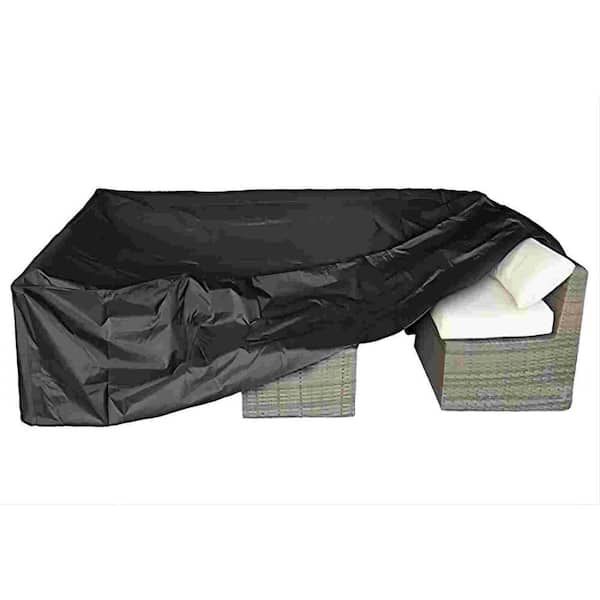 Angel Sar 126.1 in. L x 63.1 in. W x 28.1 in. H Black Large Waterproof Patio Table and Chair Set Cover
