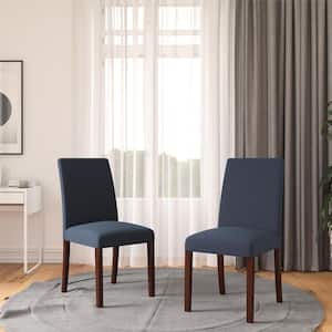 Kaia Navy Linen Upholstered Dinning Chair (Set of 2)