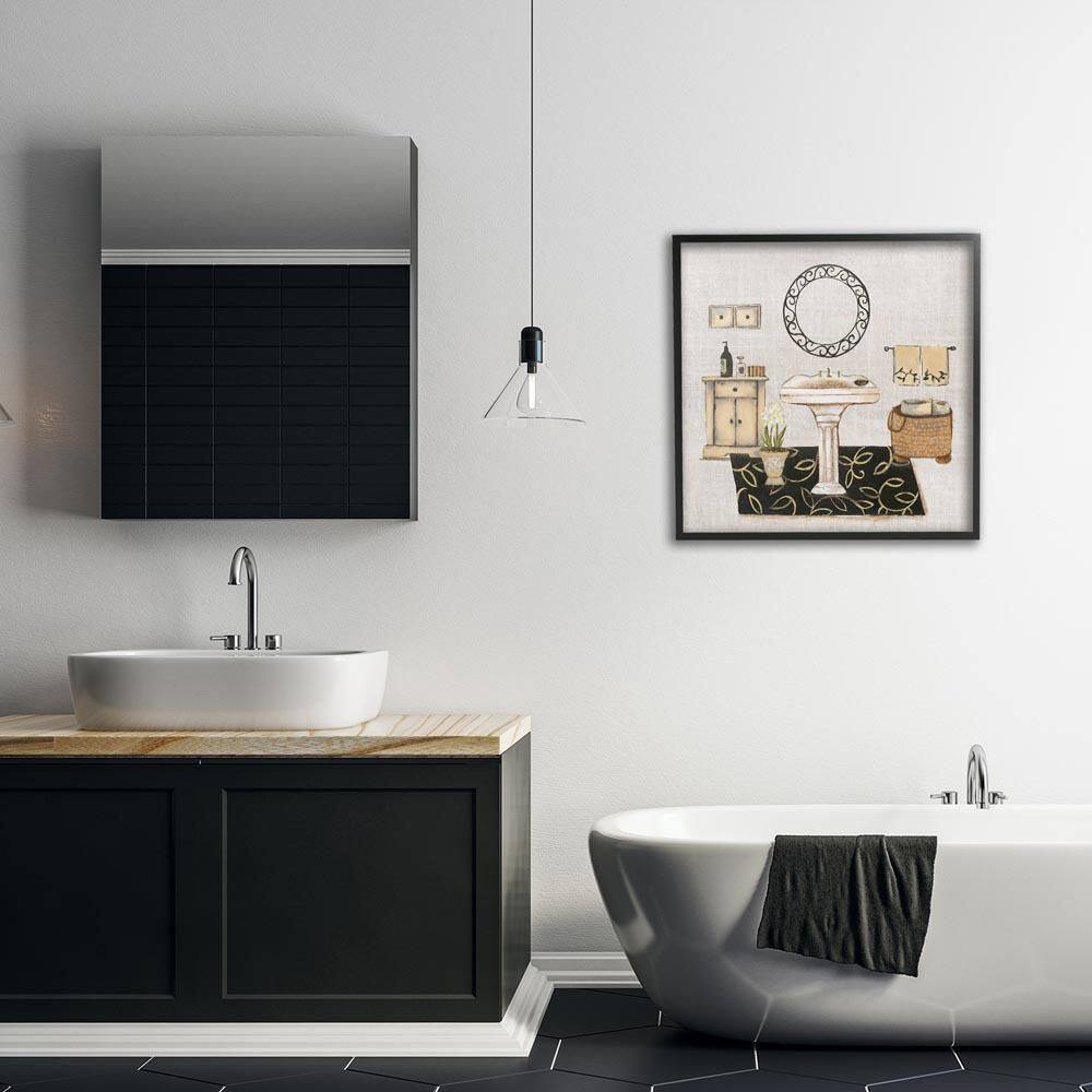 Vintage Luxurious Bathroom by Janet Tava Black Framed Coastal Giclee Art Print 24 in. x 24 in. price history on PriceWatchPro