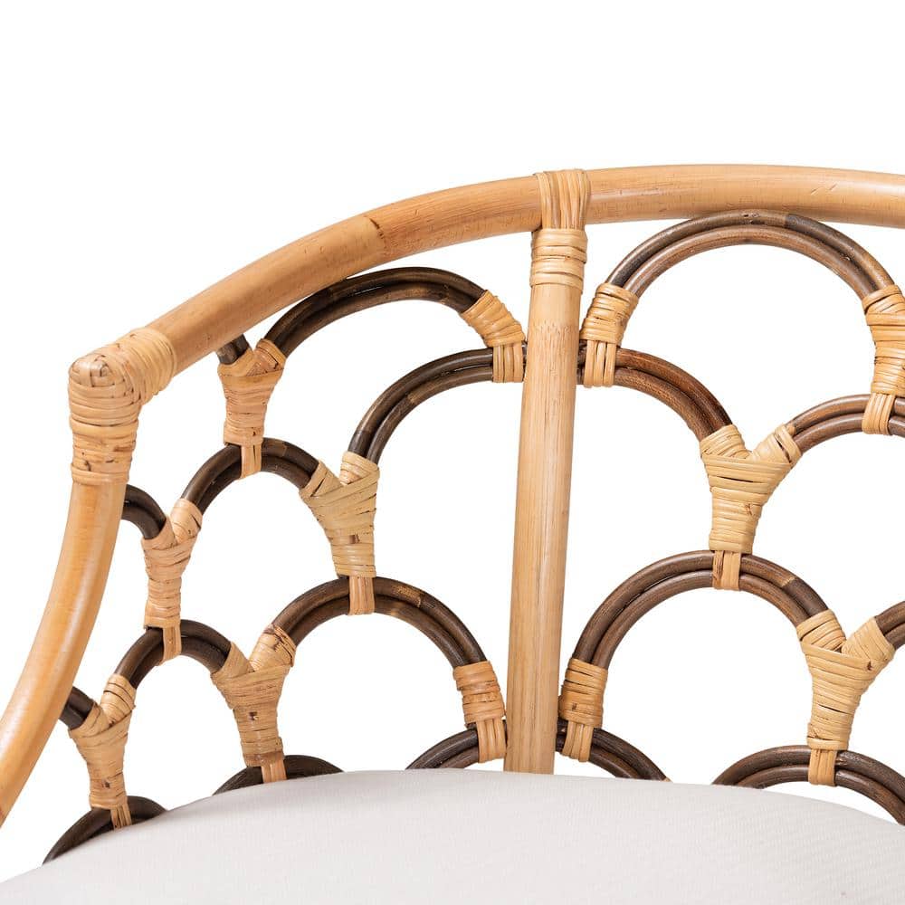Handcrafted Natural Brown Rattan Geometric Barrel Chair
