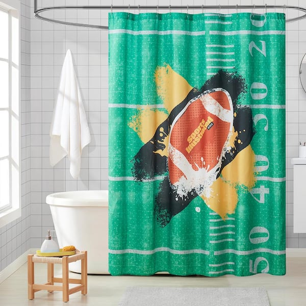 Unbranded Sports Illustrated Fabric Shower Curtain, 70"x72", Football Engineered