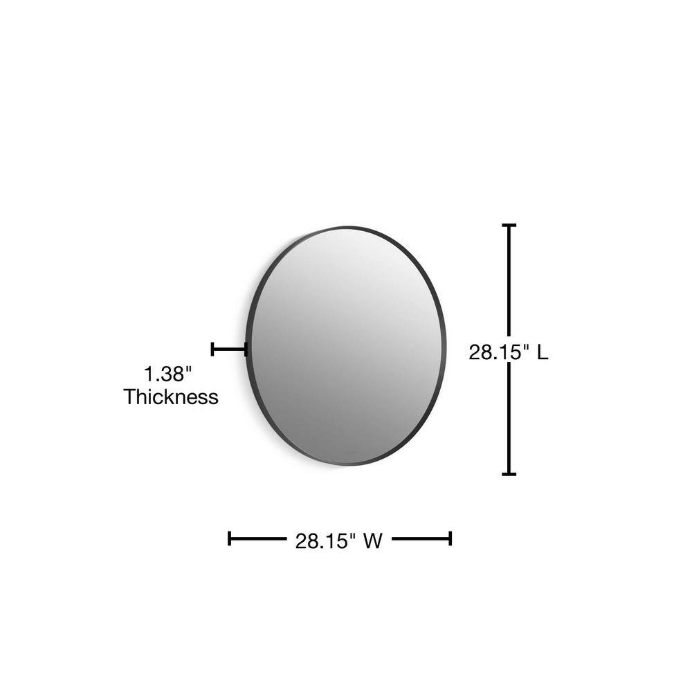 Essential 28" Round Matte Black Metal Bathroom Vanity Mirror