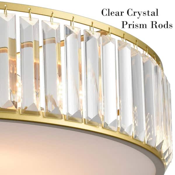 CLAXY 19.69 in. 5-Light Fixture Gold Finish Modern Flush Mount with Crystal Shade 1-Pack TY-B7242-5CU-J