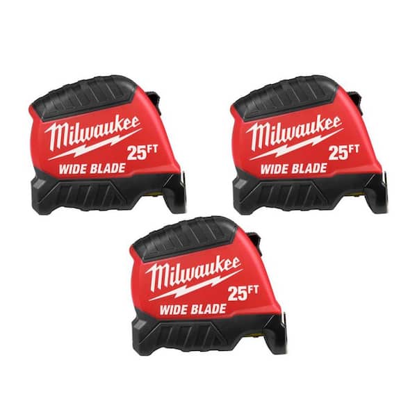25ft Wide Blade Tape Measure with 18 ft. Reach (3-Pack)