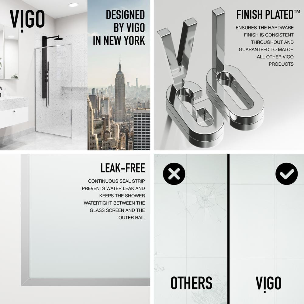 Meridian 34" W x 74" H Chrome Clear Glass Shower Screen