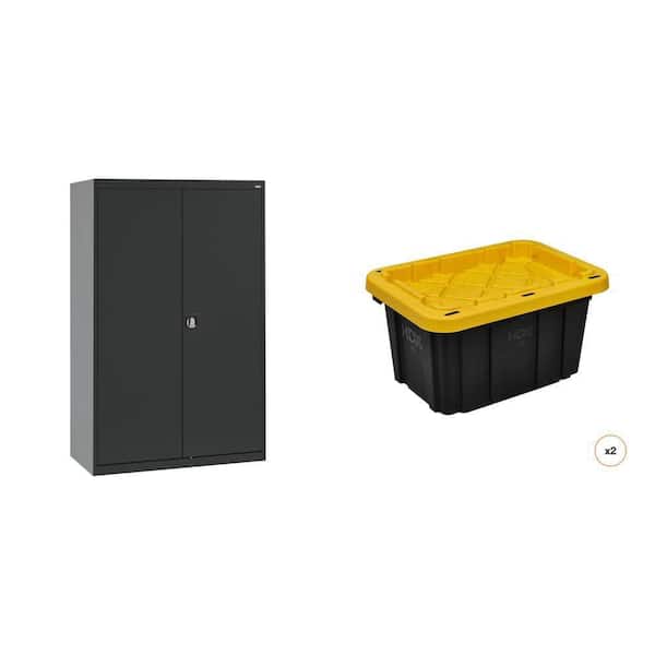 Elite 46 in. x 72 in. x 24 in. Steel Garage Cabinet and 7 Gal. Tough Storage Tote (2-Pack)