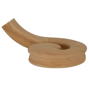 Stair Parts 7530 Unfinished Red Oak Left-Hand Volute with Up-Easing Handrail Fitting