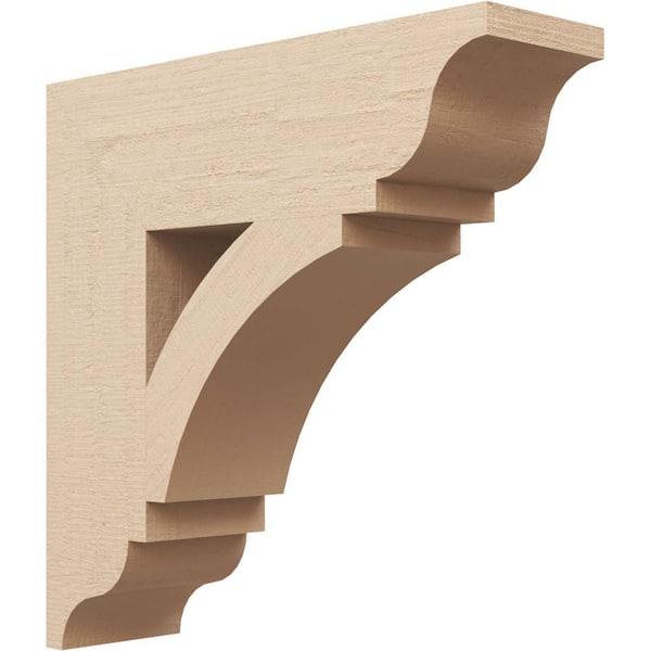 Ekena Millwork 5.5 in. x 20 in. x 20 in. Thorton Traditional Rough Cedar Woodgrain Timberthane Polyurethane Bracket, Primed Tan