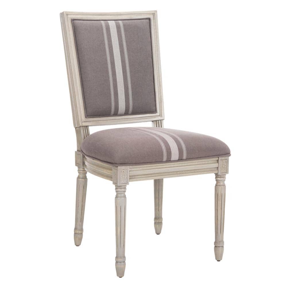 Elegant Transitional Grey Linen Upholstered Side Chair Set
