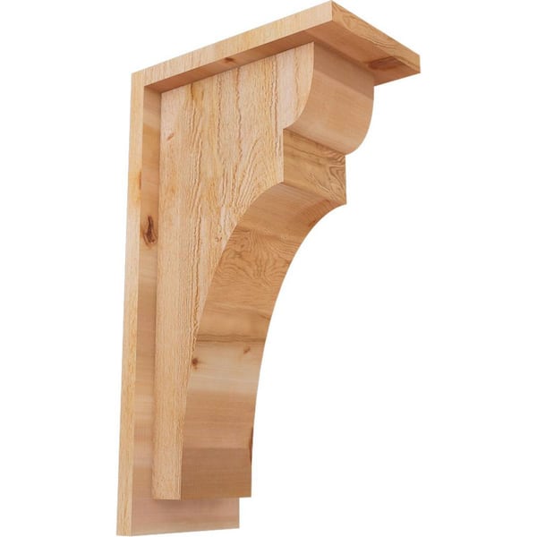 Ekena Millwork 6 in. x 10 in. x 18 in. Western Red Cedar Yorktown Rough Sawn Corbel with Backplate