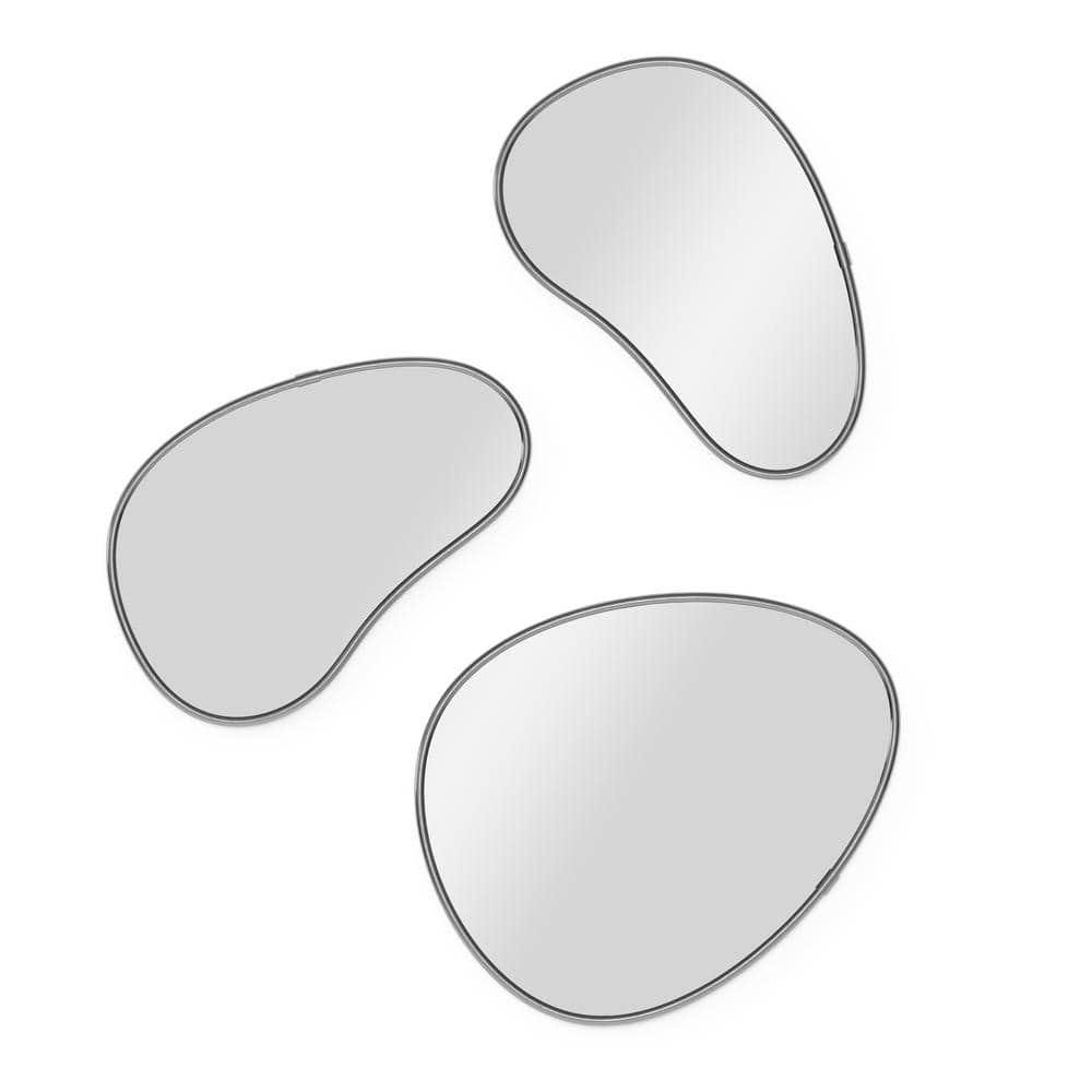 Set of 3 Organic-Shaped Metallic Frame Mirrors