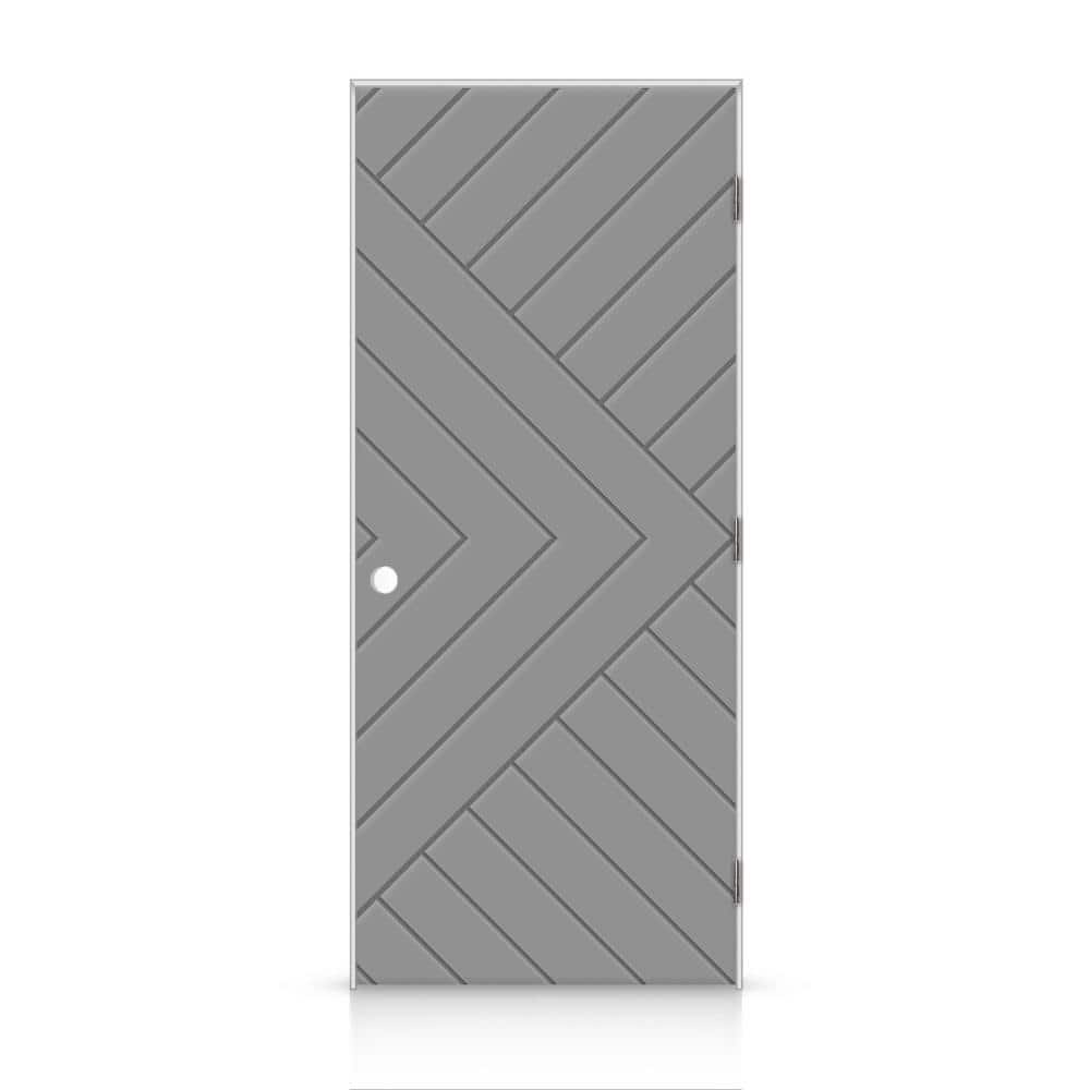 30 in. x 80 in. Chevron Arrow Left-Handed Hollow-Core Light Gray Painted Composite Single Prehung Interior Door price history on PriceWatchPro