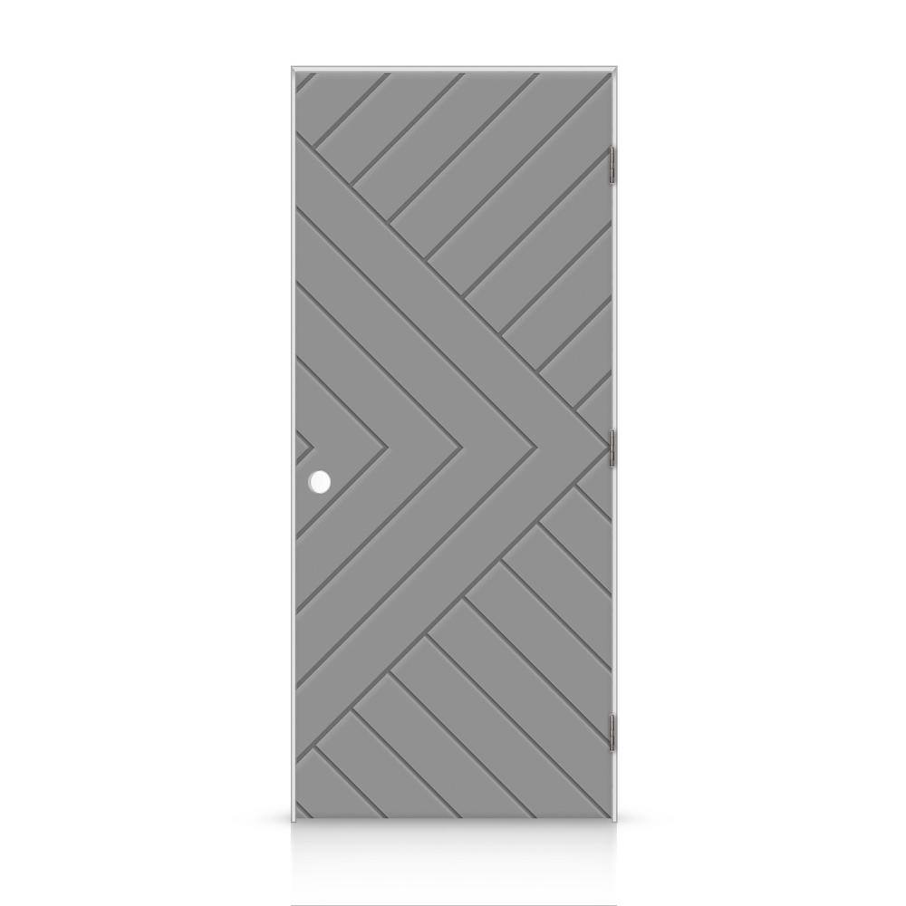 32 in. x 84 in. Chevron Arrow Left-Handed Hollow-Core Light Gray Painted Composite Single Prehung Interior Door price history on PriceWatchPro